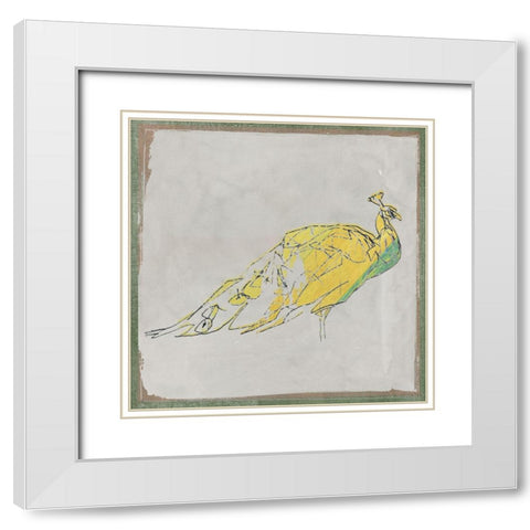 Exotic Bird II White Modern Wood Framed Art Print with Double Matting by Cartissi