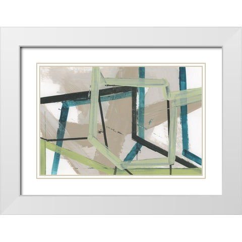 Structure II White Modern Wood Framed Art Print with Double Matting by Cartissi