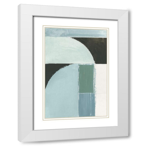 Curved Stream I White Modern Wood Framed Art Print with Double Matting by Cartissi