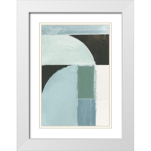 Curved Stream I White Modern Wood Framed Art Print with Double Matting by Cartissi