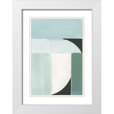 Curved Stream III White Modern Wood Framed Art Print with Double Matting by Cartissi