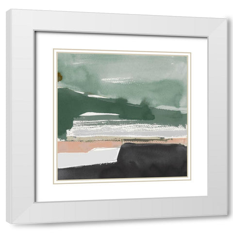 Notes of Green I  White Modern Wood Framed Art Print with Double Matting by Cartissi