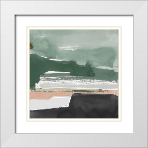 Notes of Green I  White Modern Wood Framed Art Print with Double Matting by Cartissi