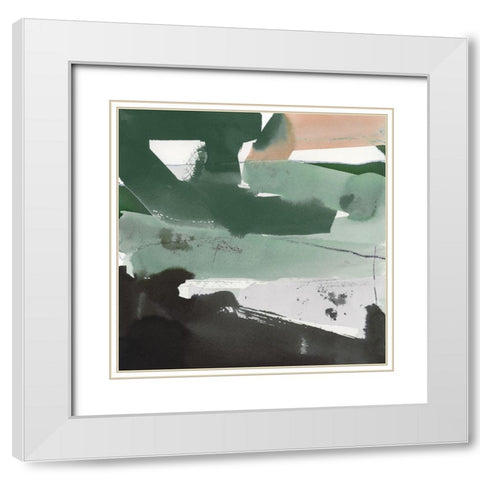 Notes of Green II White Modern Wood Framed Art Print with Double Matting by Cartissi