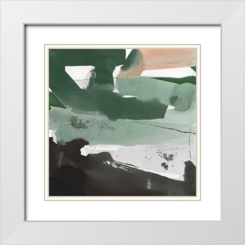 Notes of Green II White Modern Wood Framed Art Print with Double Matting by Cartissi