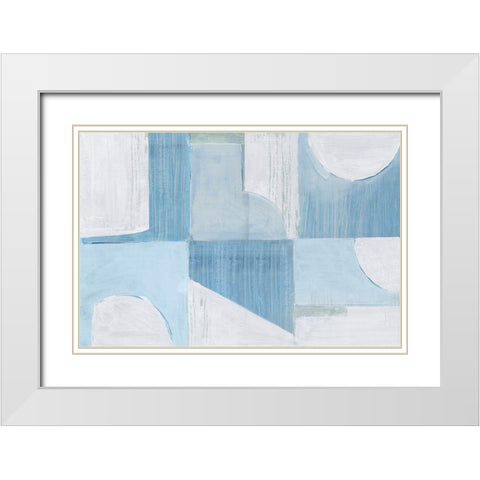 Midway Blue II  White Modern Wood Framed Art Print with Double Matting by Cartissi