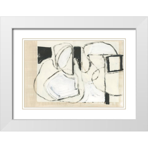 Settling Shapes I White Modern Wood Framed Art Print with Double Matting by Cartissi