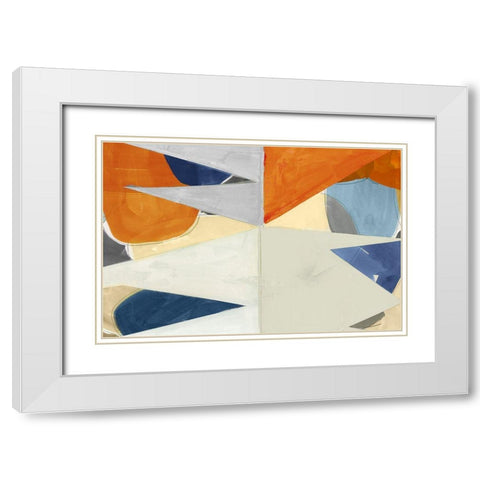 Overlapping Shapes II White Modern Wood Framed Art Print with Double Matting by Cartissi
