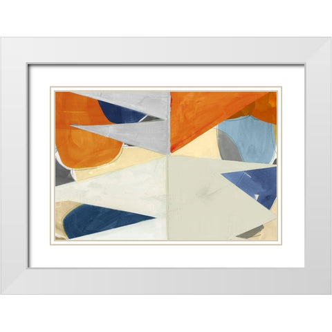 Overlapping Shapes II White Modern Wood Framed Art Print with Double Matting by Cartissi