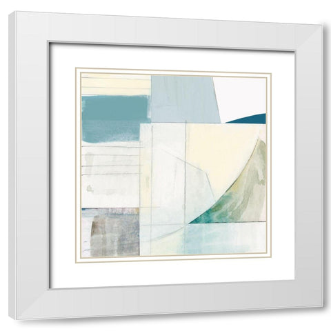 White Shapes II  White Modern Wood Framed Art Print with Double Matting by Cartissi