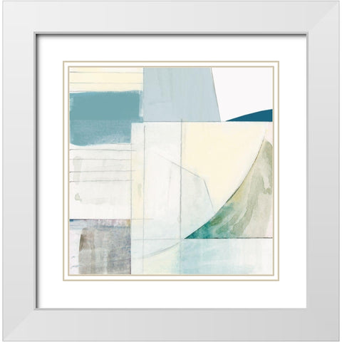 White Shapes II  White Modern Wood Framed Art Print with Double Matting by Cartissi