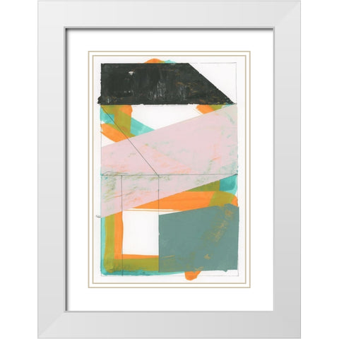 Gentle Geo III White Modern Wood Framed Art Print with Double Matting by Cartissi