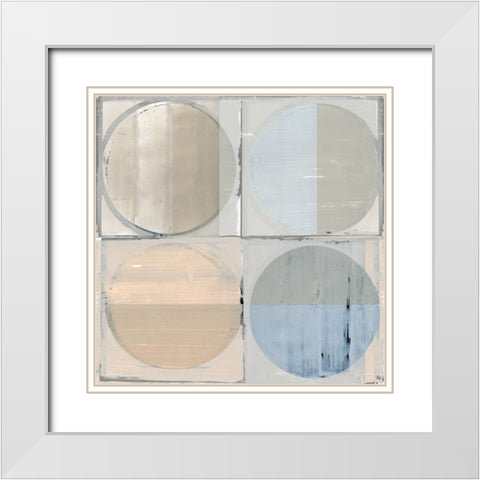 Circle Tiles I White Modern Wood Framed Art Print with Double Matting by Cartissi
