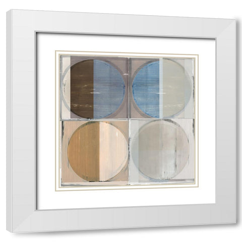 Circle Tiles II White Modern Wood Framed Art Print with Double Matting by Cartissi
