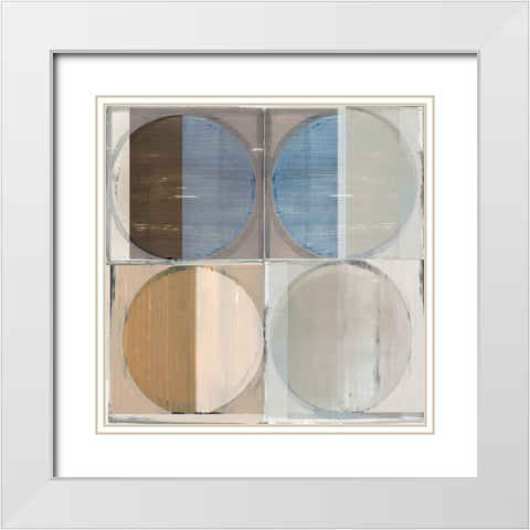 Circle Tiles II White Modern Wood Framed Art Print with Double Matting by Cartissi