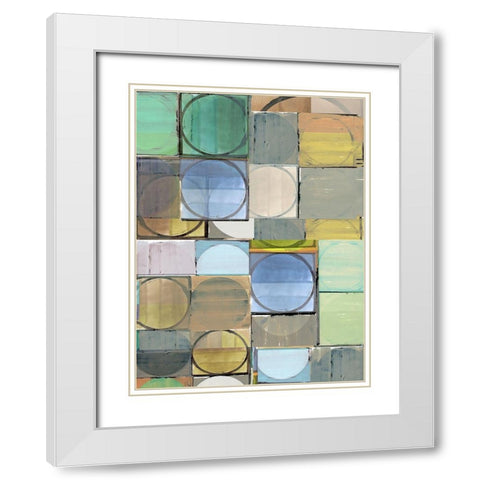 Pastel Tiles I  White Modern Wood Framed Art Print with Double Matting by Cartissi
