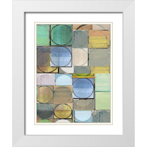 Pastel Tiles I  White Modern Wood Framed Art Print with Double Matting by Cartissi