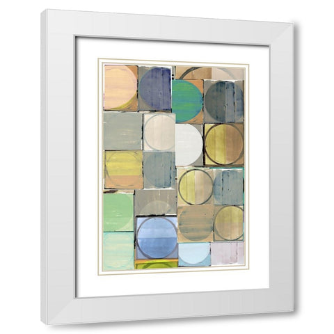 Pastel Tiles II White Modern Wood Framed Art Print with Double Matting by Cartissi