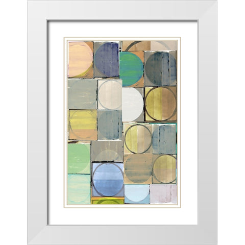Pastel Tiles II White Modern Wood Framed Art Print with Double Matting by Cartissi