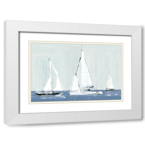 Three Sails White Modern Wood Framed Art Print with Double Matting by Cartissi
