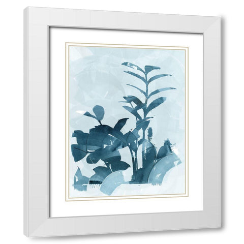 Blue Seaweed I White Modern Wood Framed Art Print with Double Matting by cartissi