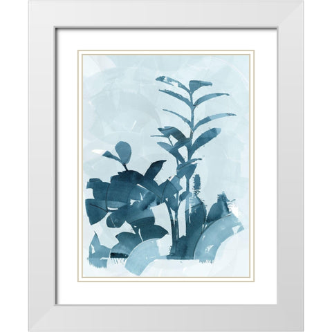 Blue Seaweed I White Modern Wood Framed Art Print with Double Matting by cartissi
