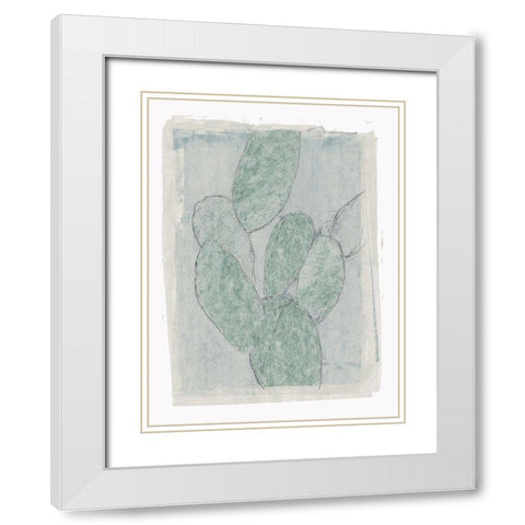 Cactus Sketch II White Modern Wood Framed Art Print with Double Matting by Cartissi