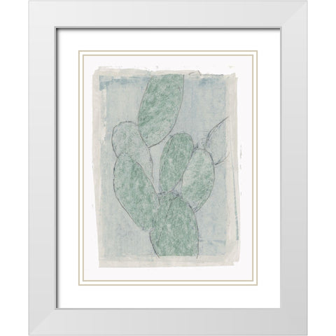 Cactus Sketch II White Modern Wood Framed Art Print with Double Matting by Cartissi