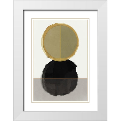 Gilded Circles I  White Modern Wood Framed Art Print with Double Matting by Cartissi