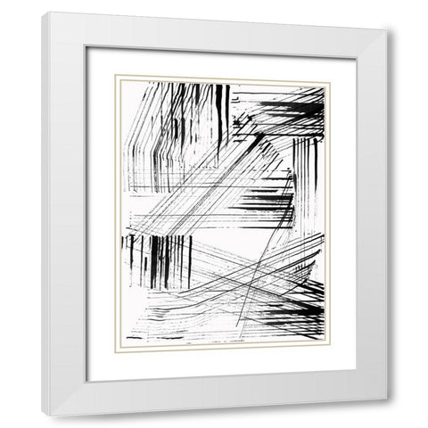 Black Strokes I  White Modern Wood Framed Art Print with Double Matting by Cartissi