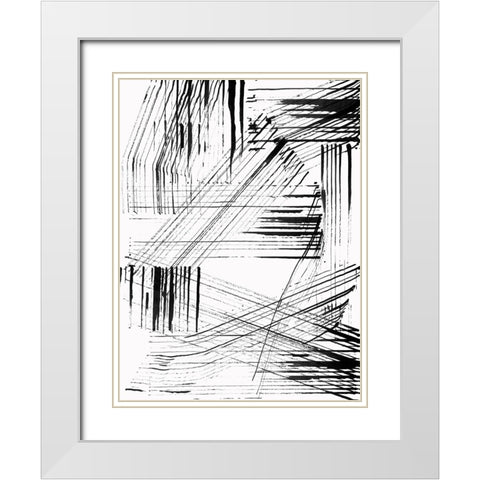 Black Strokes I  White Modern Wood Framed Art Print with Double Matting by Cartissi