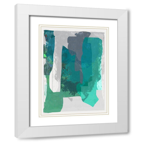 Bright Blue Blobs I  White Modern Wood Framed Art Print with Double Matting by Cartissi