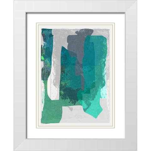 Bright Blue Blobs I  White Modern Wood Framed Art Print with Double Matting by Cartissi