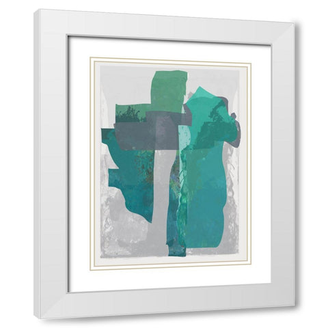 Bright Blue Blobs II  White Modern Wood Framed Art Print with Double Matting by Cartissi