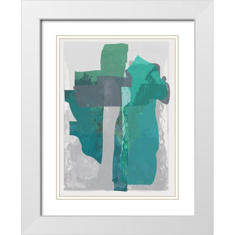 Bright Blue Blobs II  White Modern Wood Framed Art Print with Double Matting by Cartissi