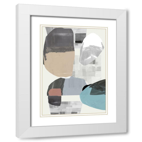 Inky Stripes and Blobs II White Modern Wood Framed Art Print with Double Matting by Cartissi