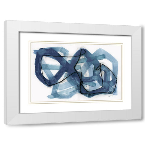 Blue Bend White Modern Wood Framed Art Print with Double Matting by Cartissi