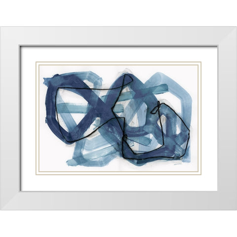 Blue Bend White Modern Wood Framed Art Print with Double Matting by Cartissi