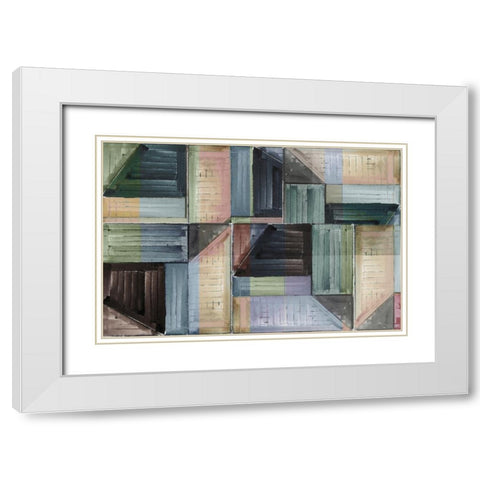 Pieces of Puzzle I White Modern Wood Framed Art Print with Double Matting by Cartissi
