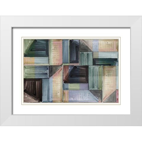 Pieces of Puzzle I White Modern Wood Framed Art Print with Double Matting by Cartissi