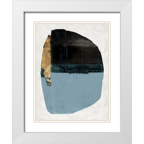 Golden Blob I White Modern Wood Framed Art Print with Double Matting by Cartissi