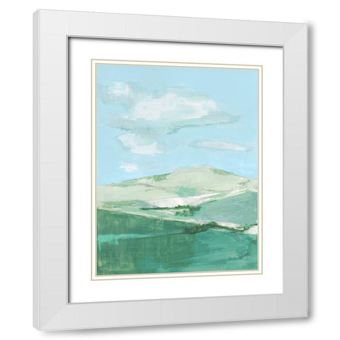 Fluffy Blue Clouds I White Modern Wood Framed Art Print with Double Matting by Cartissi