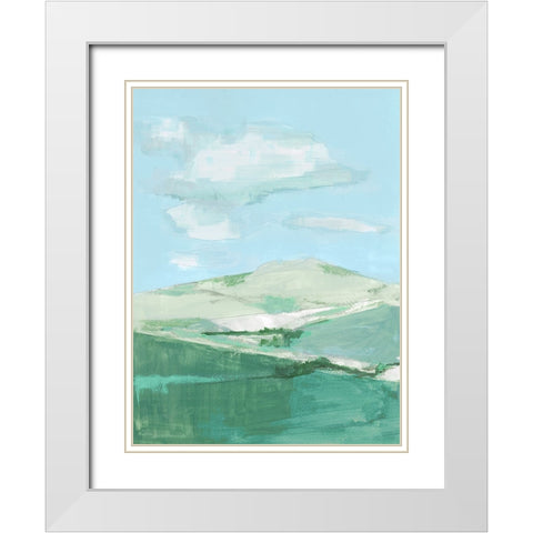 Fluffy Blue Clouds I White Modern Wood Framed Art Print with Double Matting by Cartissi