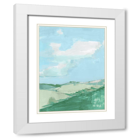 Fluffy Blue Clouds III White Modern Wood Framed Art Print with Double Matting by Cartissi