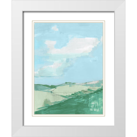 Fluffy Blue Clouds III White Modern Wood Framed Art Print with Double Matting by Cartissi