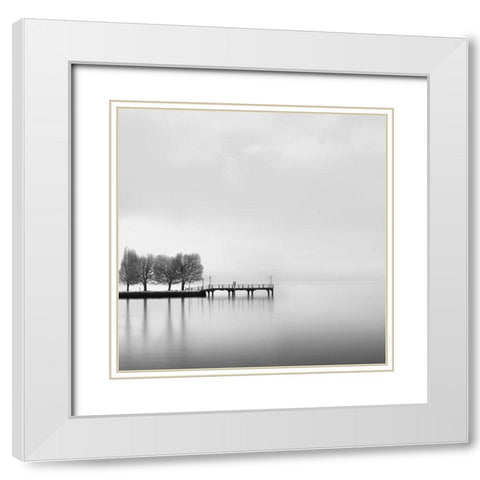 Digalekis - Pier with Trees II White Modern Wood Framed Art Print with Double Matting by 1x