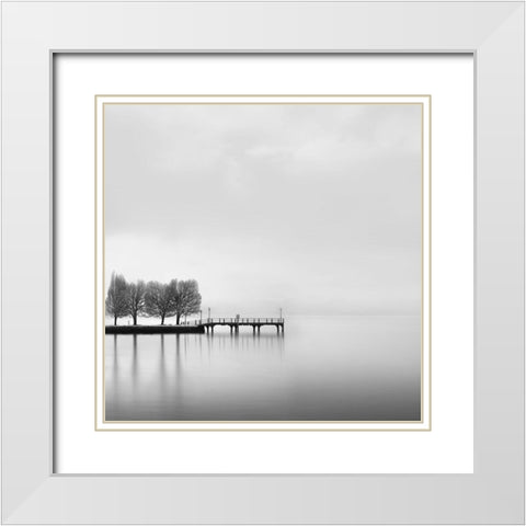Digalekis - Pier with Trees II White Modern Wood Framed Art Print with Double Matting by 1x