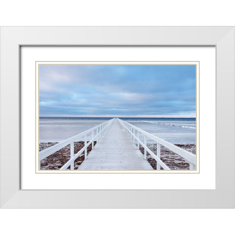 The Bridge White Modern Wood Framed Art Print with Double Matting by Oleksinski