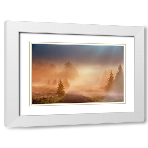 Motl - Magical morning White Modern Wood Framed Art Print with Double Matting by 1x