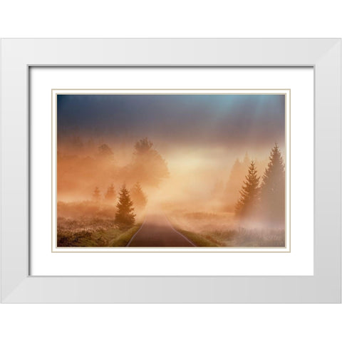 Motl - Magical morning White Modern Wood Framed Art Print with Double Matting by 1x